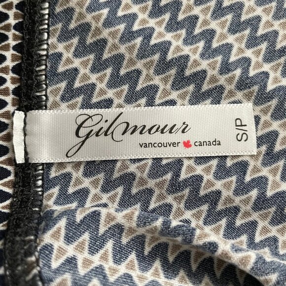 Gilmour Casual Pull On Fit & Flare Poly Blend Zig Zag Print Skirt Navy Tan Sz S - Picture 6 of 8